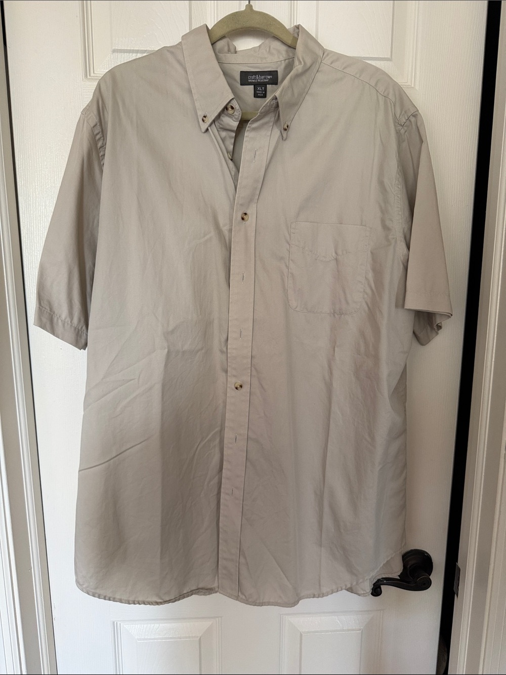 croft & barrow Short-Sleeve Button-Down Shirt in Light Beige